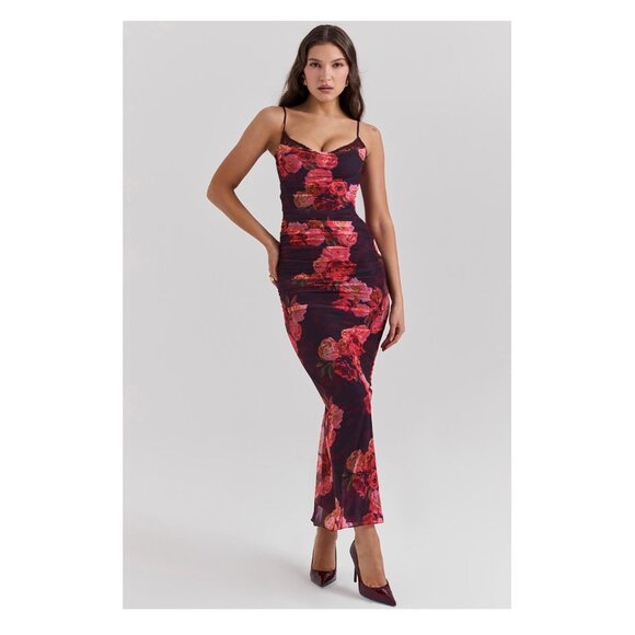 House of CB Floral Maxi Dress - Red and Black - Picture 1 of 7